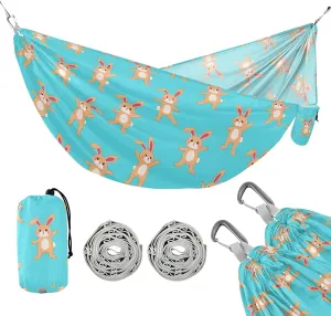 Camping Hammock Outdoor Hammocks for Outside Dancing Rabbits Beach Trees Portable Lightweight with Pockets Tree Straps Indoor