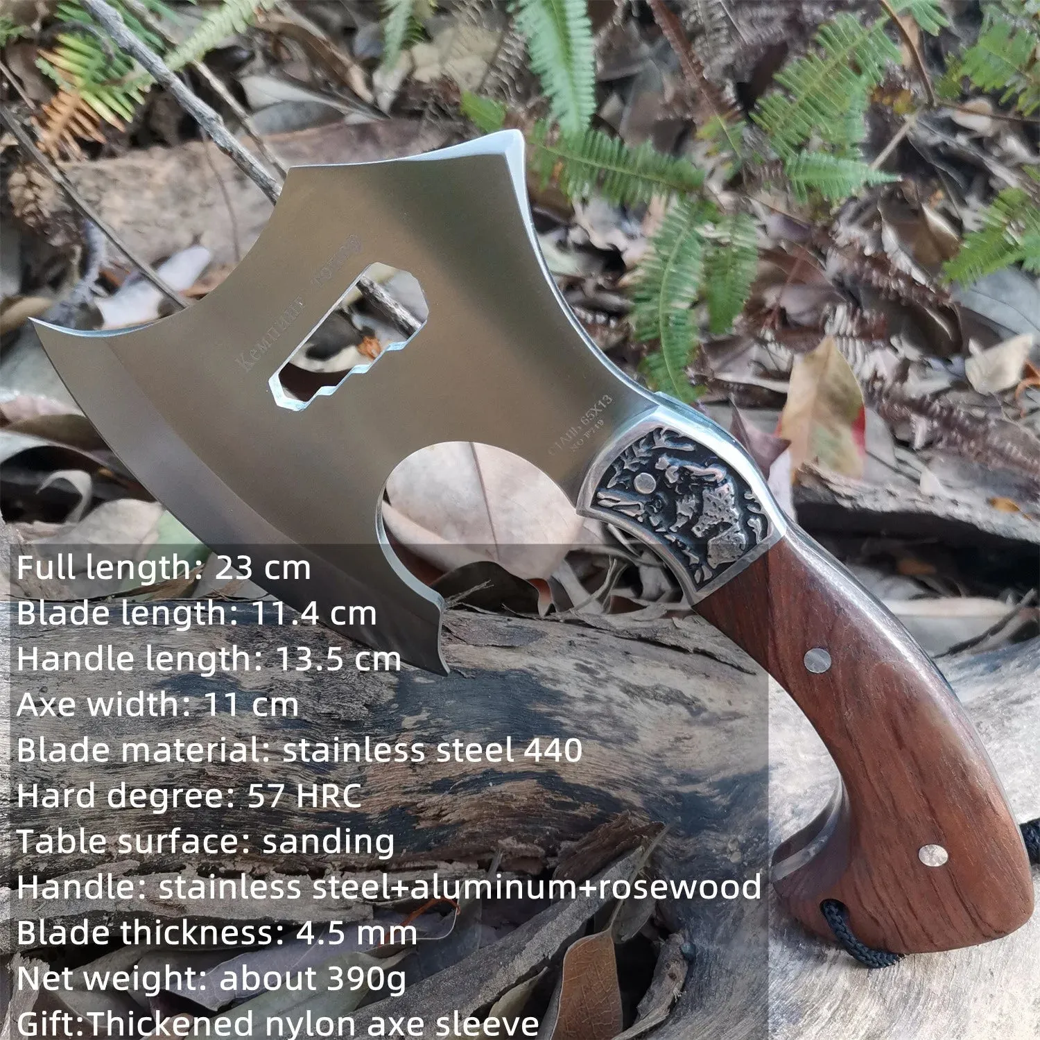 Camping Hatchet, Forged Steel Construction Survival Hatchet, with Nylon Sheath, Anti-Slip & Shock Reduction Grip, Tactical Axe