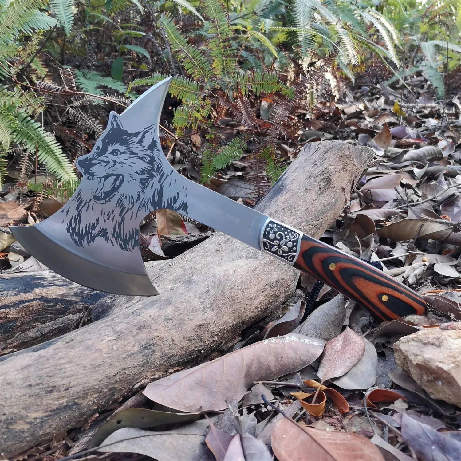 Camping Hatchet, Forged Steel Construction Survival Hatchet, with Nylon Sheath, Anti-Slip & Shock Reduction Grip, Tactical Axe