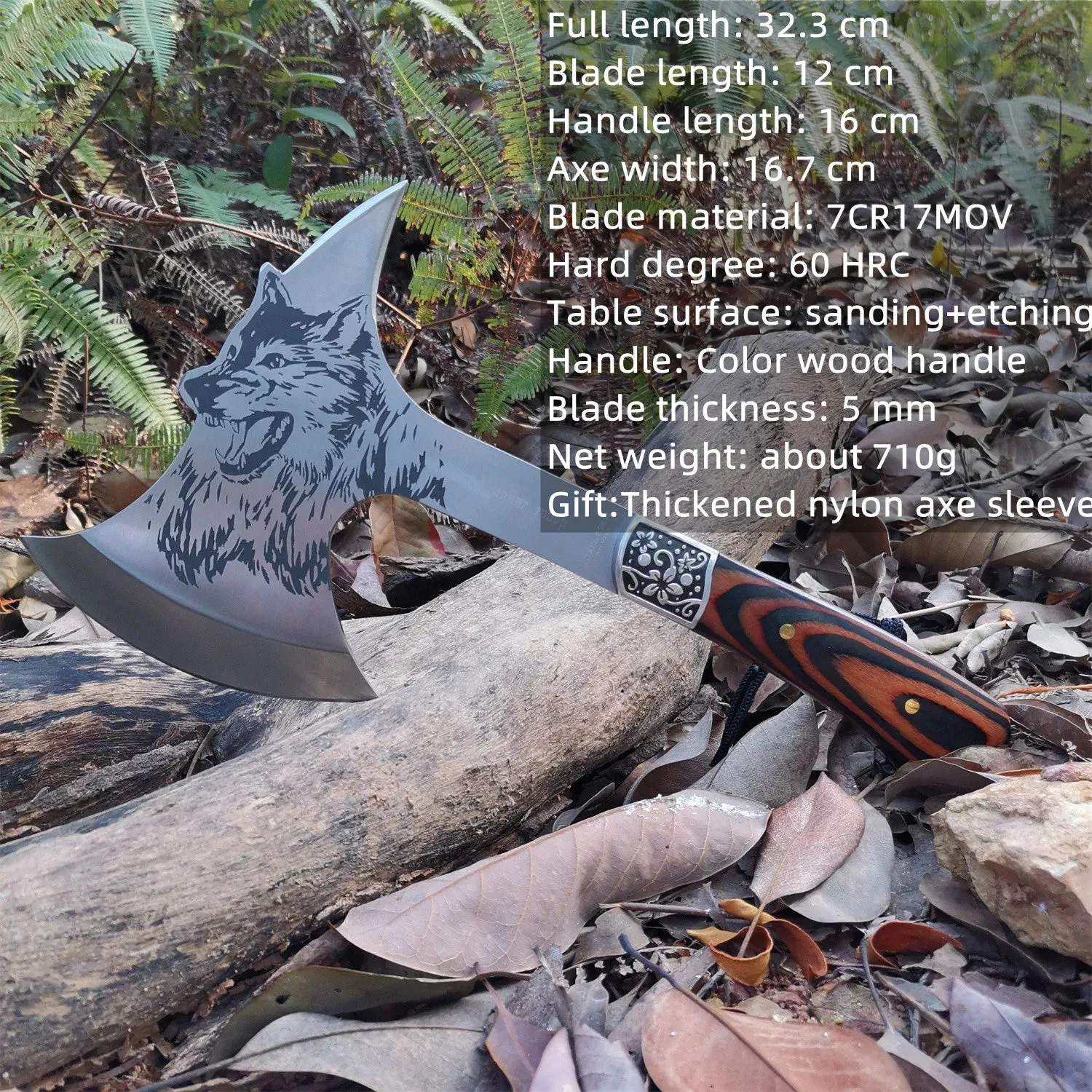Camping Hatchet, Forged Steel Construction Survival Hatchet, with Nylon Sheath, Anti-Slip & Shock Reduction Grip, Tactical Axe