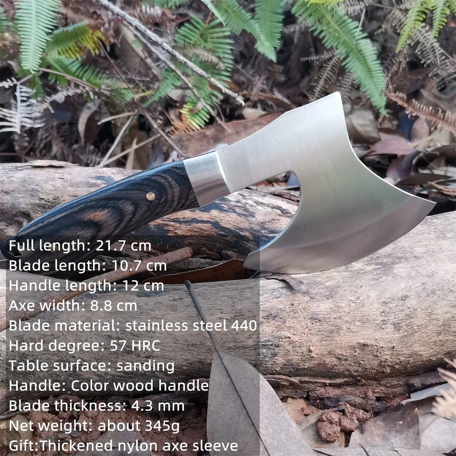 Camping Hatchet, Forged Steel Construction Survival Hatchet, with Nylon Sheath, Anti-Slip & Shock Reduction Grip, Tactical Axe