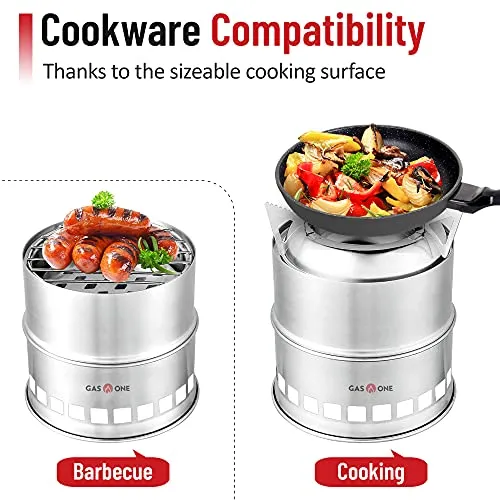 Camping Stove-Wood Stove Stainless Steel Portable Stove w/ Tray