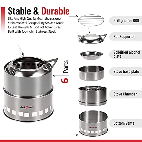 Camping Stove-Wood Stove Stainless Steel Portable Stove w/ Tray