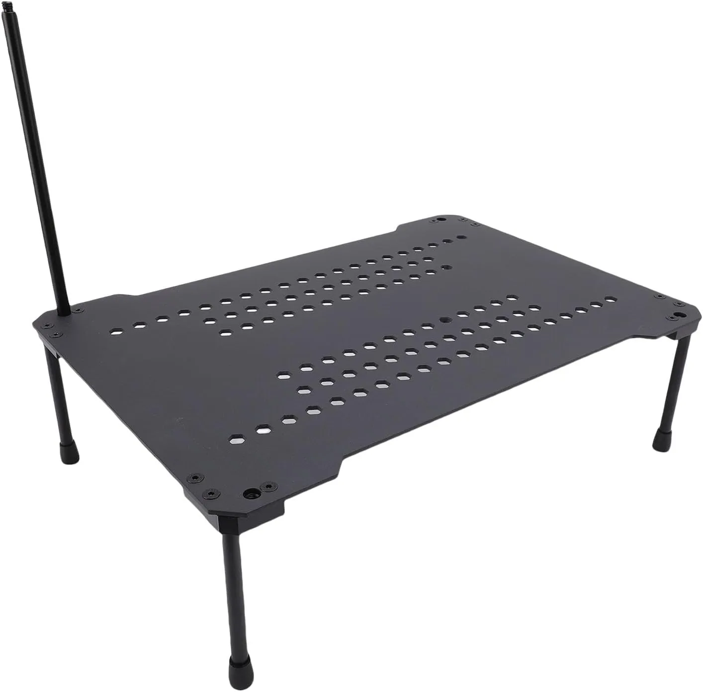 Camping Table Folded Aluminum Alloy, Crafted from Carbon Steel, Height Adjustable and Portable Small Grill Table for Camp, Cooking, BBQ, RV with Mesh Desktop, Suitable for IGT