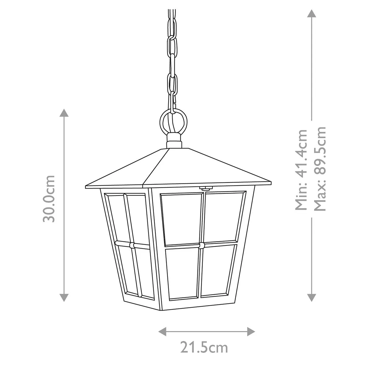 Canterbury 1 Light Chain Lantern | Black