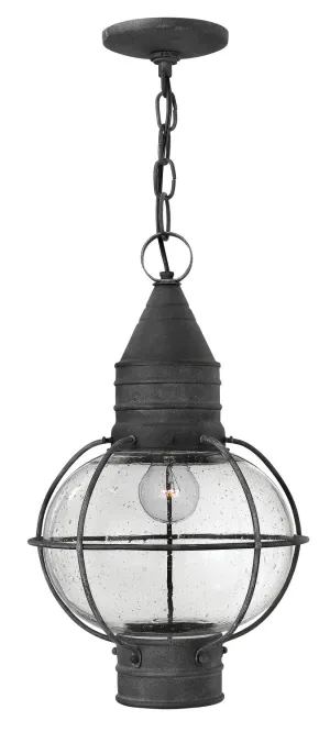 Cape Cod LED Hanging Lantern in Aged Zinc