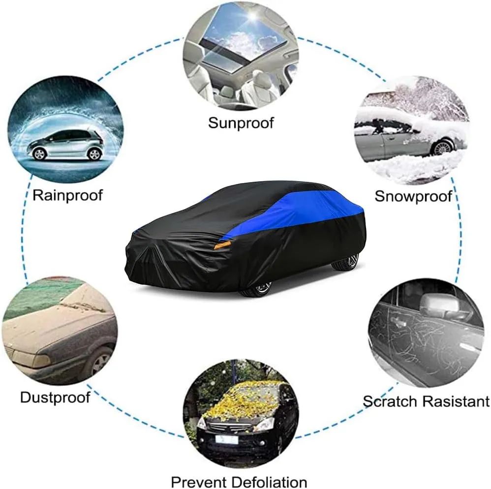 Car Cover for Automobiles All Weather Waterproof, Universal Fit Sedan Chevrolet Corvette, Ford Fusion, Kia Stinger, Nissan Maxima, Buick Regal, Subaru Legacy, Honda Accord etc.