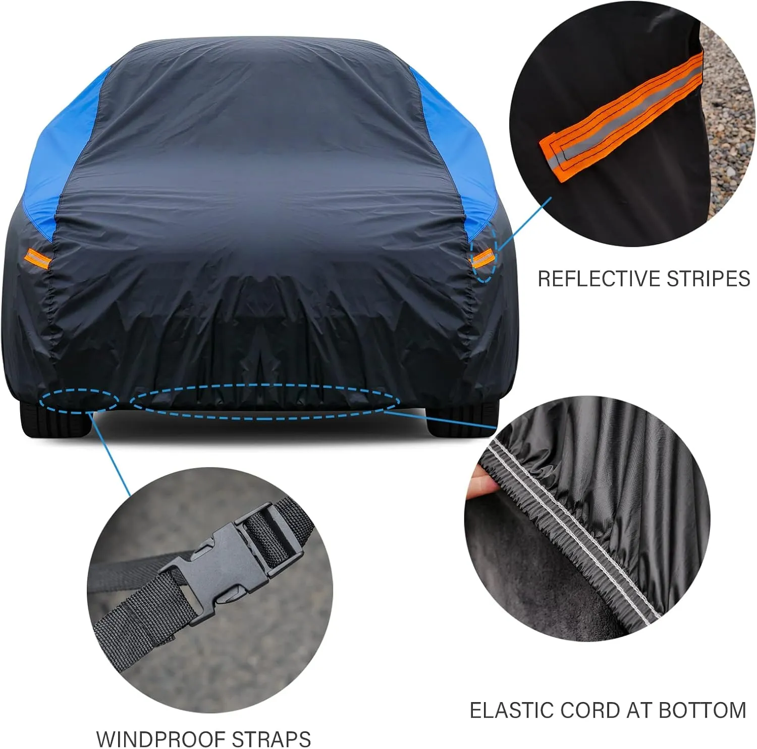 Car Cover for Automobiles All Weather Waterproof, Universal Fit Sedan Chevrolet Corvette, Ford Fusion, Kia Stinger, Nissan Maxima, Buick Regal, Subaru Legacy, Honda Accord etc.