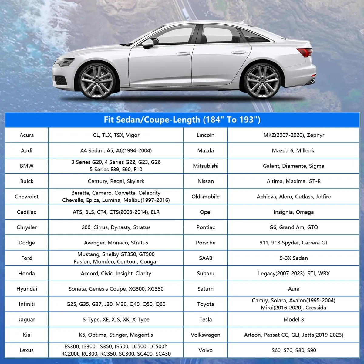 Car Cover for Automobiles All Weather Waterproof, Universal Fit Sedan Chevrolet Corvette, Ford Fusion, Kia Stinger, Nissan Maxima, Buick Regal, Subaru Legacy, Honda Accord etc.