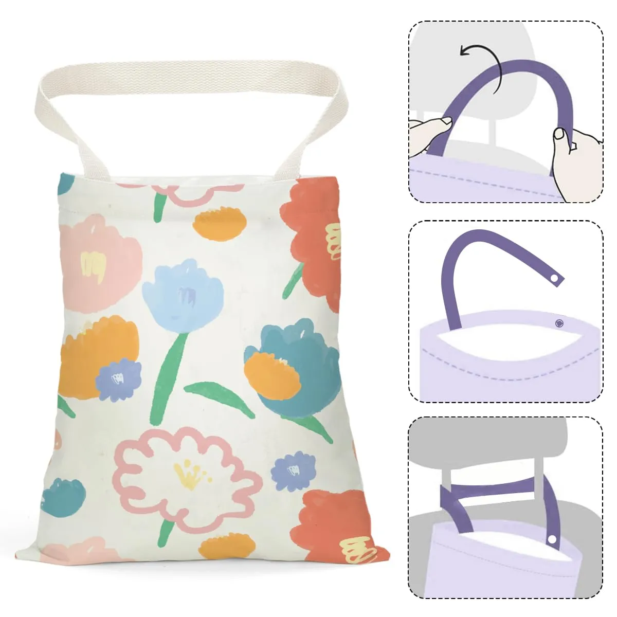 Car Trash Can - Waterproof Back Seat Organizer with Hanging Bag, Ideal for Vehicles, Travel, Camping - Daisy Sunflower Rose Deco