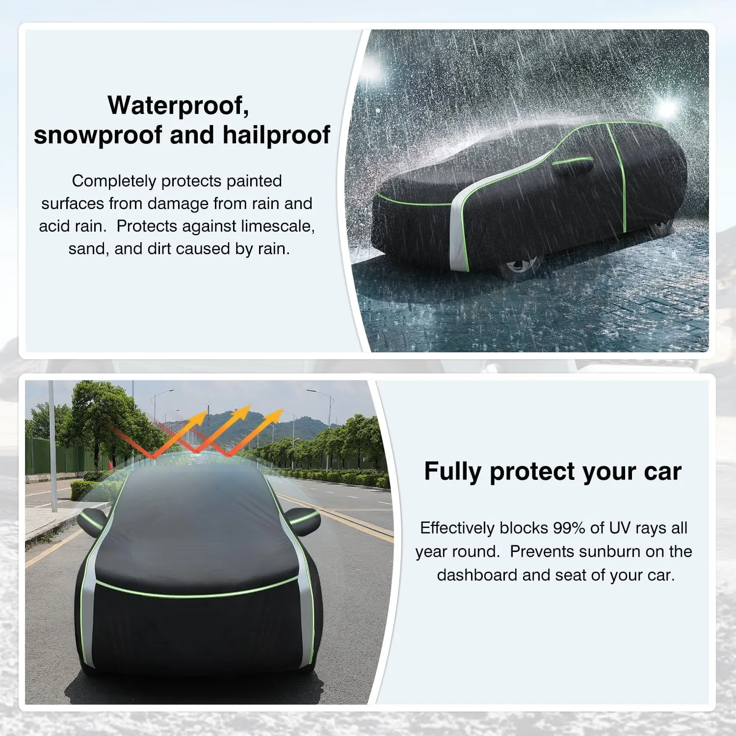 Cartist Full Car Cover Fits for Chrysler Pacifica 1999-2024 2025 Accessories All Weather Car Covers Outdoor for Pacifica Waterproof Anti UV with Zipper & Reflective Safety Strips