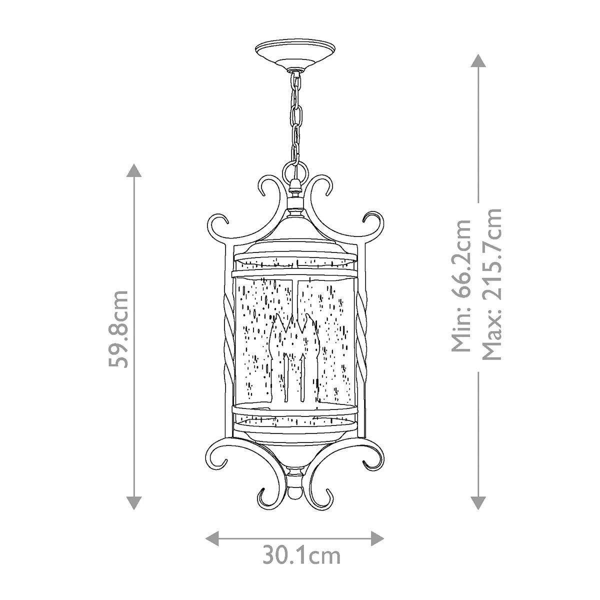 Casa 3 Light Chain Lantern | Olde Black