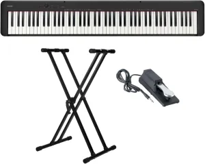 Casio CDP-S160 88-Key Digital Piano (Black) Bundle with Adjustable Keyboard Stand and Keyboard Piano Style Sustain Pedal (3 Items)