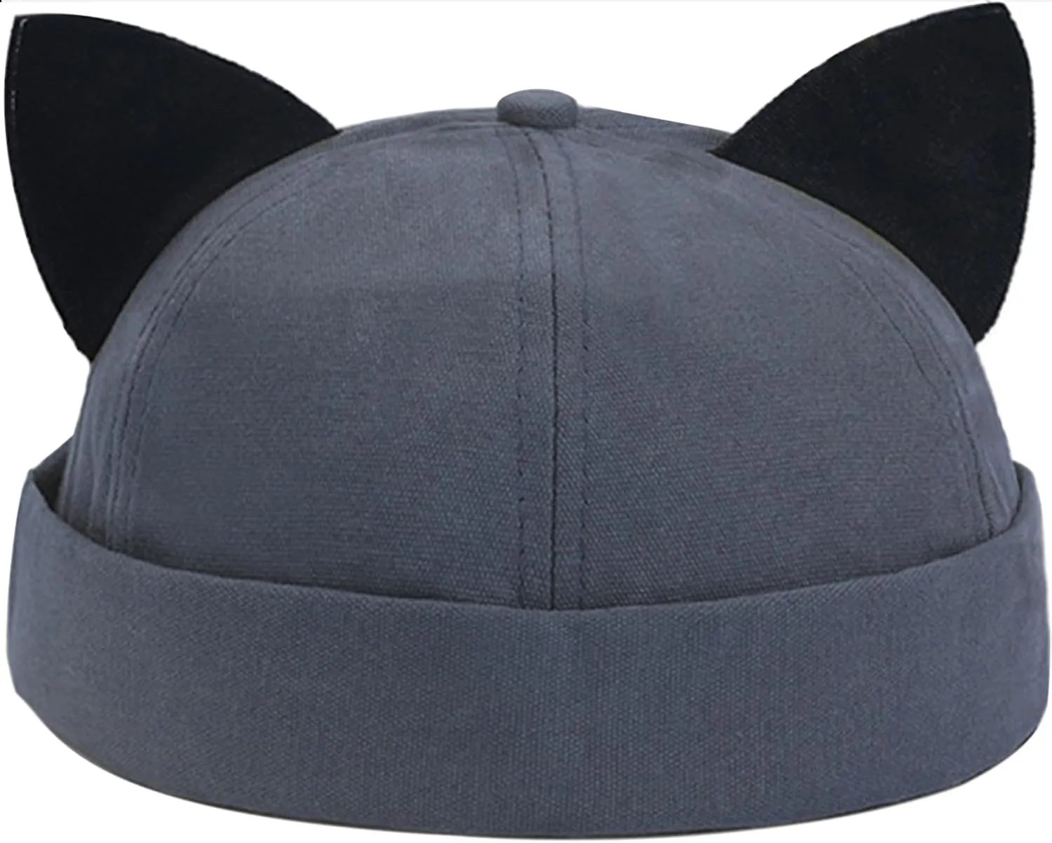 Cat Ear Docker Cap Brimless Hats Beanie for Women Men Skull Cap Worker Sailor Cap Rolled Cuff Retro Docker Hat