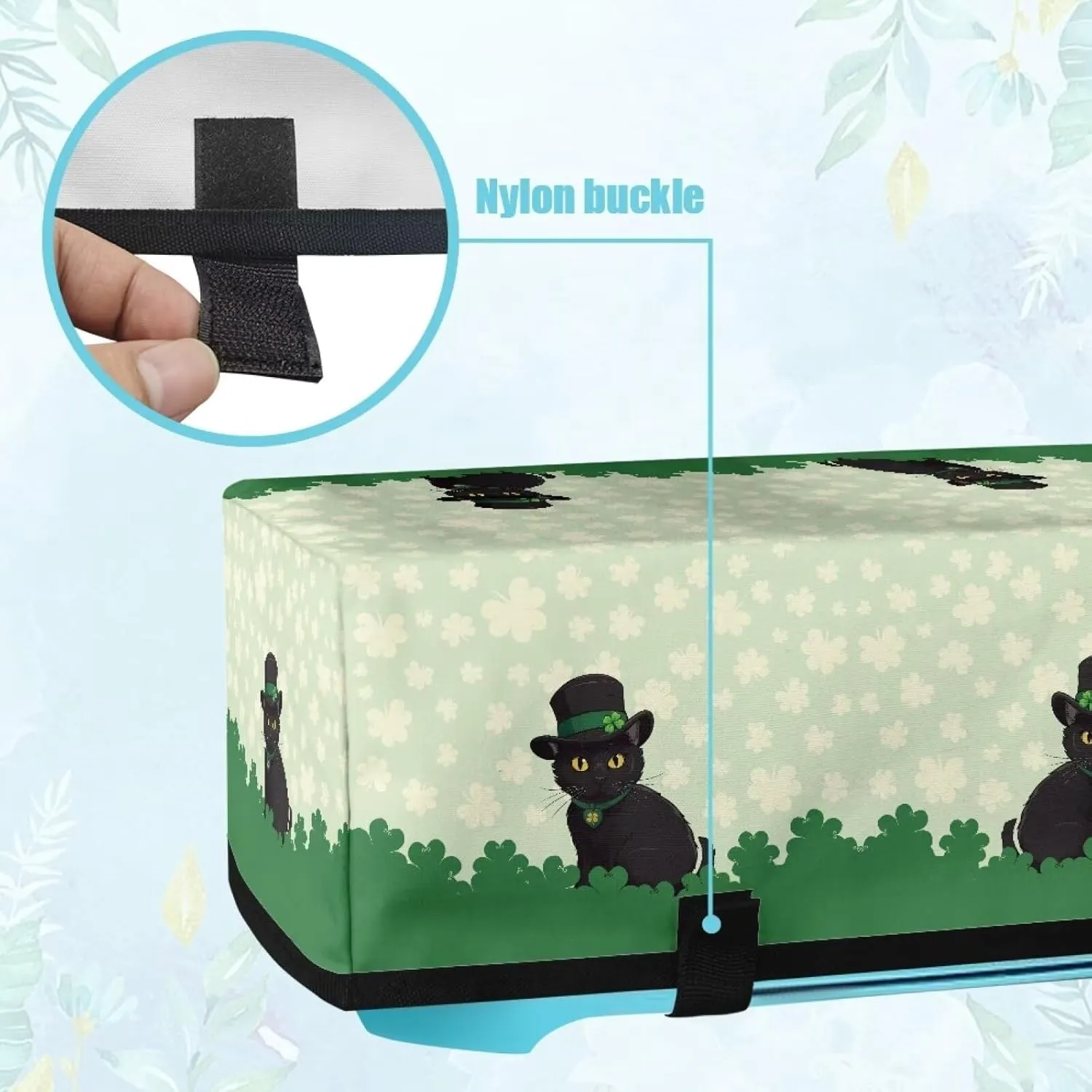 Cat Green Leaf Carrying Case Cover with Pockets Lightweight Waterproof Cutting Machine Accessories Protective Carrying Case Bag St. Patrick's Day Decor