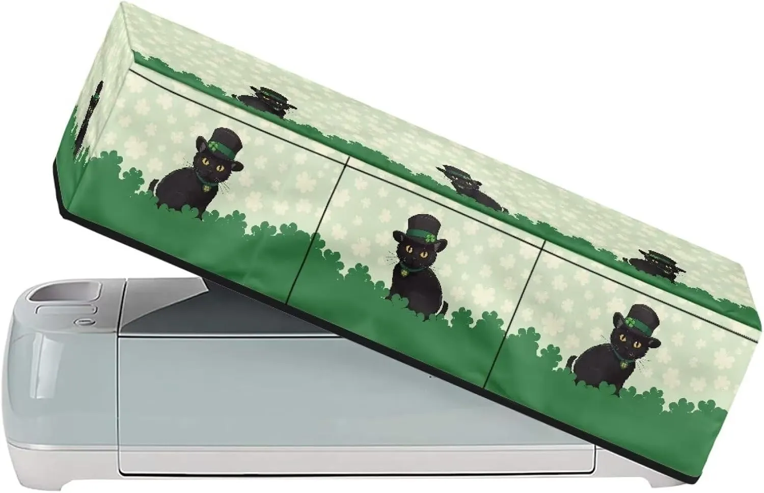 Cat Green Leaf Carrying Case Cover with Pockets Lightweight Waterproof Cutting Machine Accessories Protective Carrying Case Bag St. Patrick's Day Decor