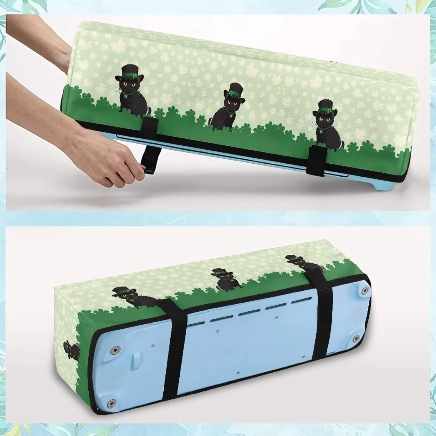 Cat Green Leaf Carrying Case Cover with Pockets Lightweight Waterproof Cutting Machine Accessories Protective Carrying Case Bag St. Patrick's Day Decor
