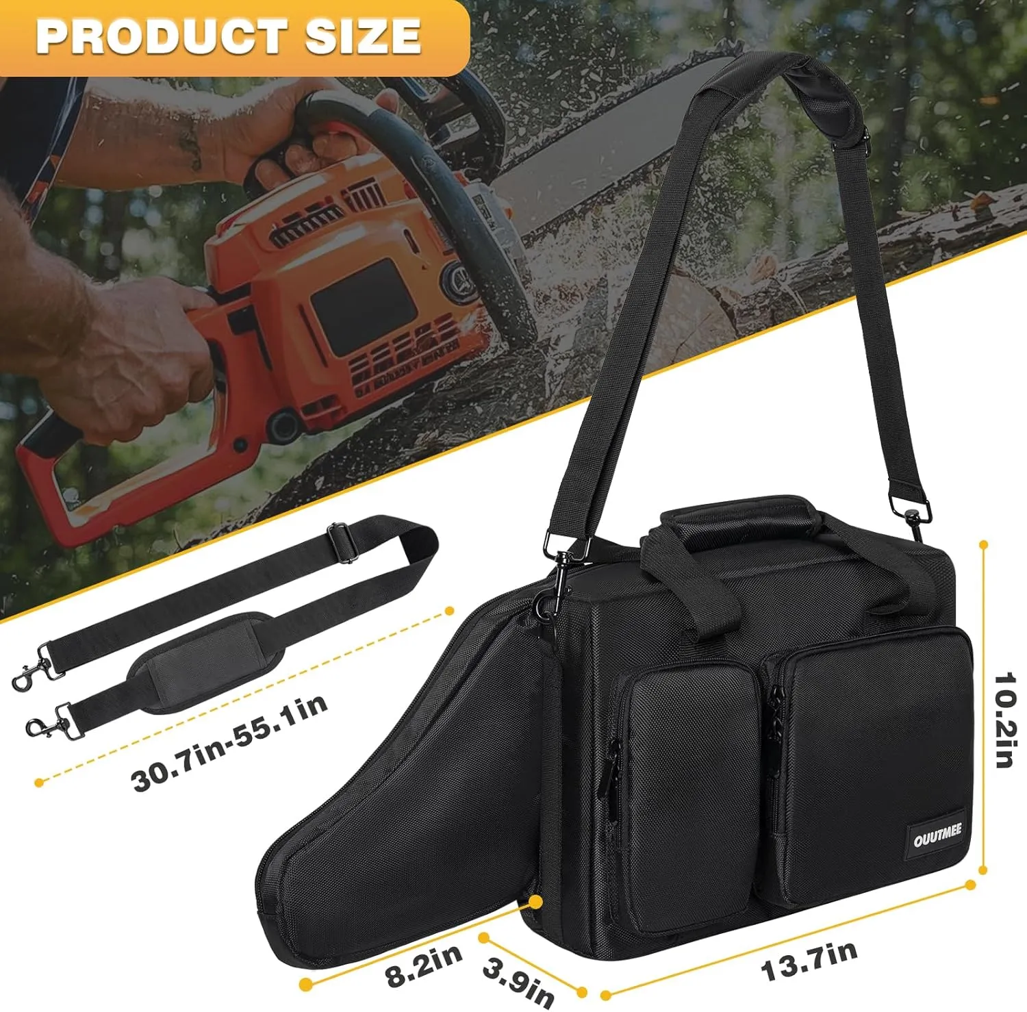 Chainsaw Carrying Case, Waterproof Foldable Chainsaw Storage Bag Compatible with EGO, Dewalt, Greenworks 8 Inch Cordless Power Chainsaw & Accessories