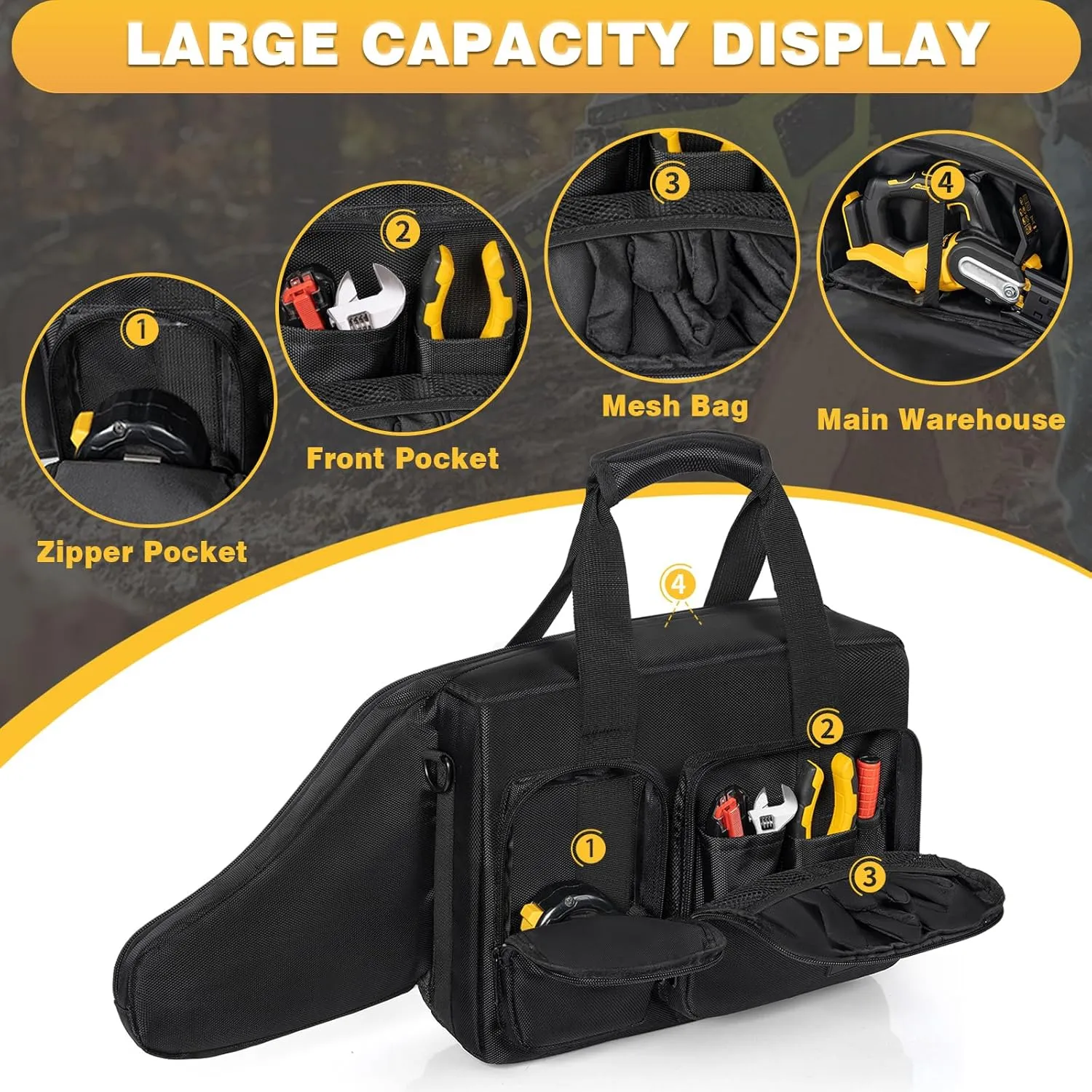 Chainsaw Carrying Case, Waterproof Foldable Chainsaw Storage Bag Compatible with EGO, Dewalt, Greenworks 8 Inch Cordless Power Chainsaw & Accessories
