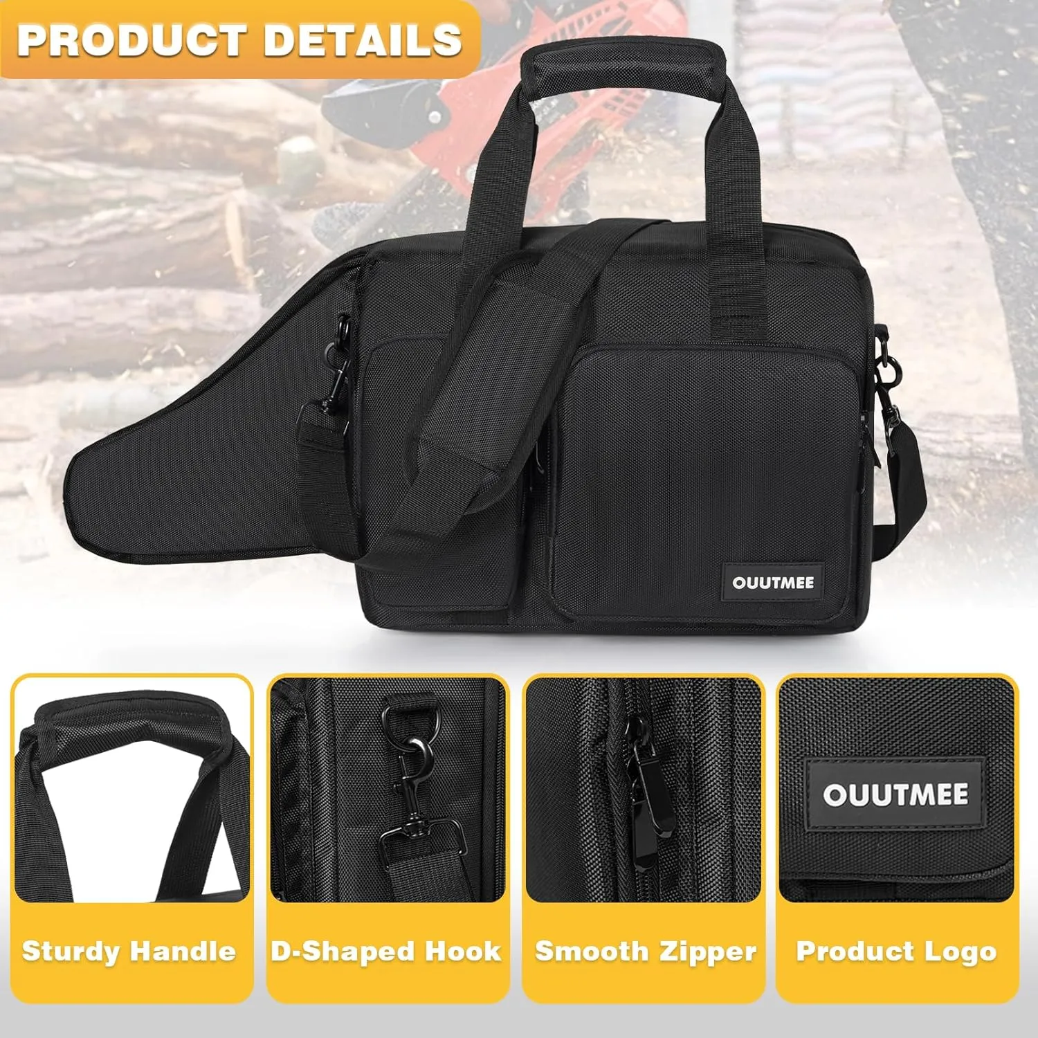 Chainsaw Carrying Case, Waterproof Foldable Chainsaw Storage Bag Compatible with EGO, Dewalt, Greenworks 8 Inch Cordless Power Chainsaw & Accessories