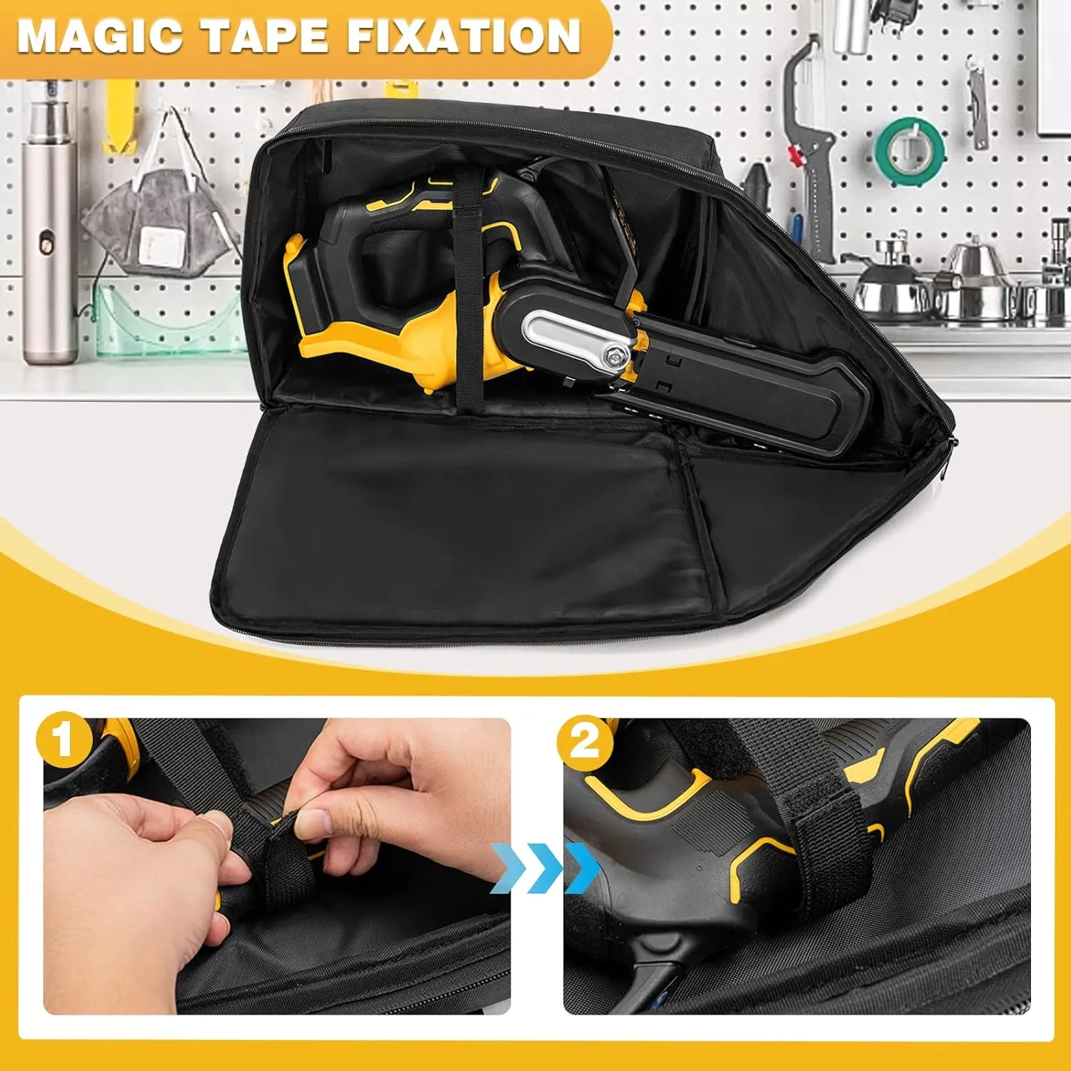 Chainsaw Carrying Case, Waterproof Foldable Chainsaw Storage Bag Compatible with EGO, Dewalt, Greenworks 8 Inch Cordless Power Chainsaw & Accessories