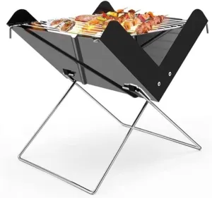 Charcoal Grills BBQ Grill Stainless Steel Grill X-Shaped Foldable BBQ Stove Barbecue Oven Outdoor Camping Charcoal Carbon Baking Grill Charcoal Grill for Cooking