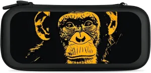 Chimp Monkeys Face Hard Shell Travel Case with Rope 15 Game Card Pockets Compatible with Switch Protective