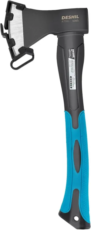 Chopping Axe, 15”Outdoor Hatchet Forged Carbon Steel Heat Treated Hand Maul Tool, Fiberglass Shock Reduction Handle with Anti-Slip Grip, Blue