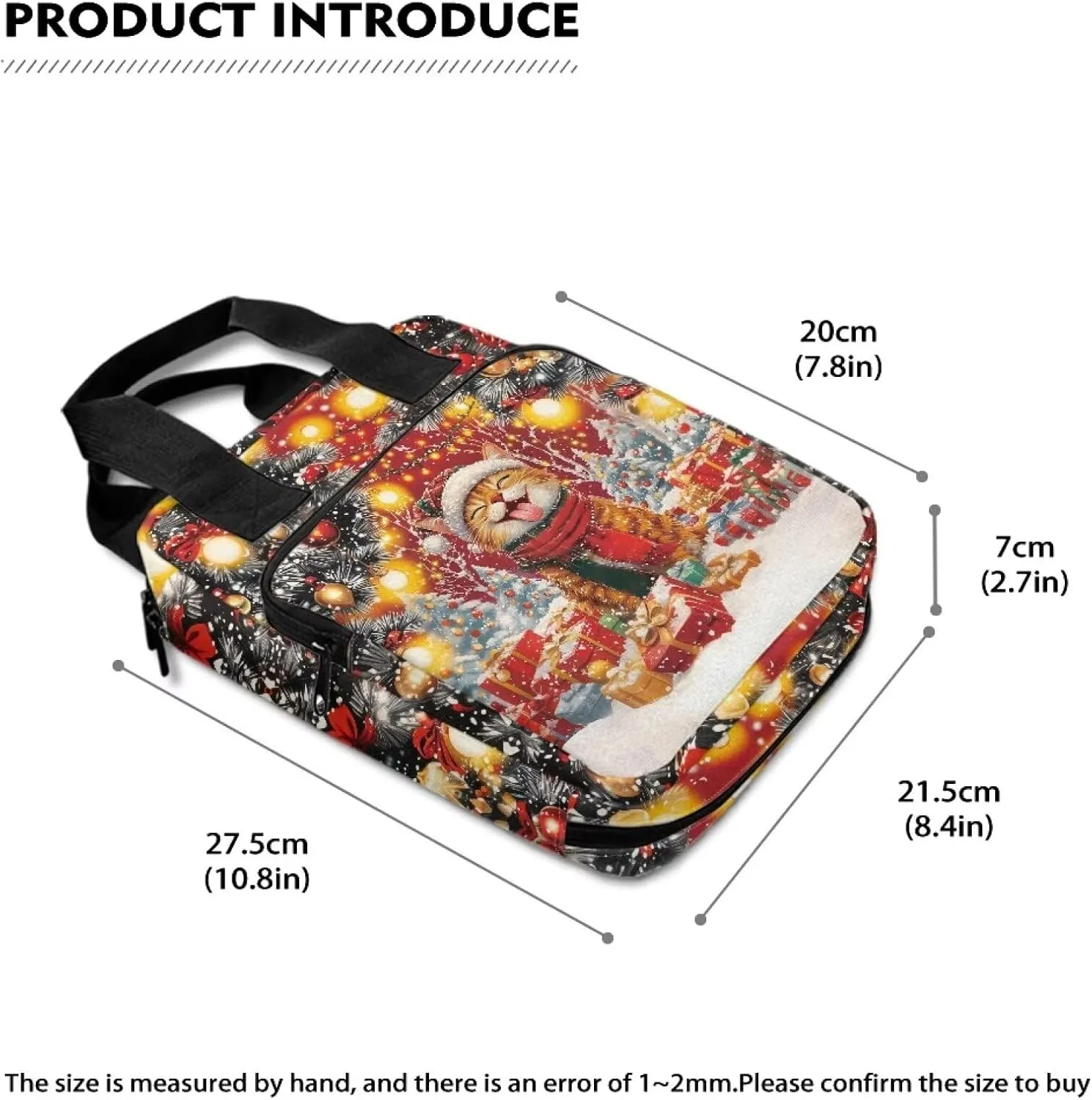 Christmas Cat Bible Covers for Women Bible Case with Zippered Pockets Stylish Bible Holder Case Christmas Decoration Lightweight Church Tote Bible Bag for Worship