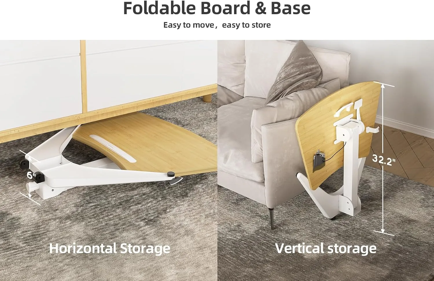 Claiks Mobile Standing Desk, Portable Rolling Standing Desk with Wheels, Pneumatic Height Adjustable Sit-Stand Desk Workstation with 90° Tiltable, Foldable Desk with Non-Slip Computer Stand, Bamboo
