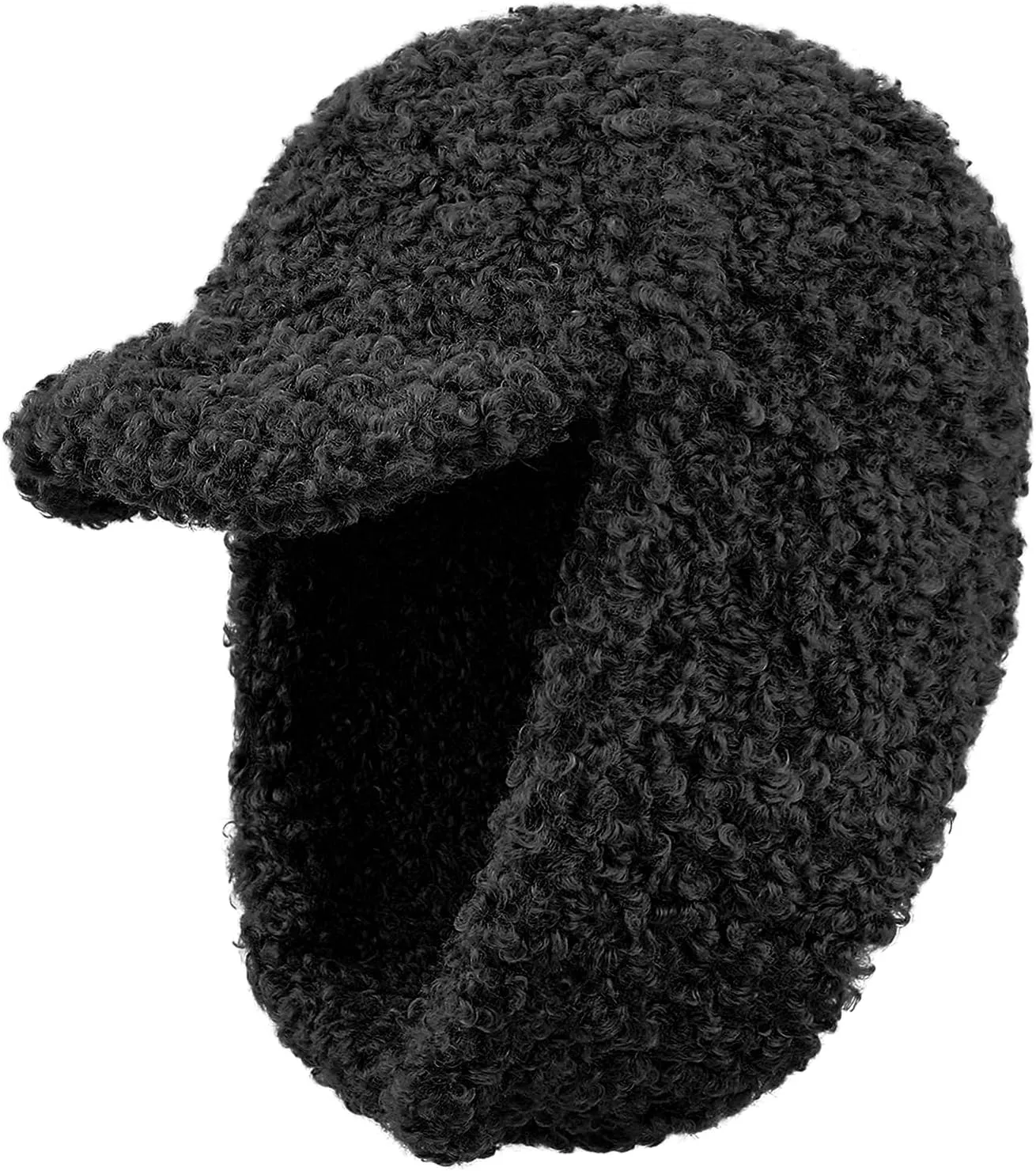 Clakllie Unisex Winter Trapper Hat Trooper Hat with Visor Snow Eskimo Hat Warm Russian Hat Ski Hat Earflaps Baseball Cap
