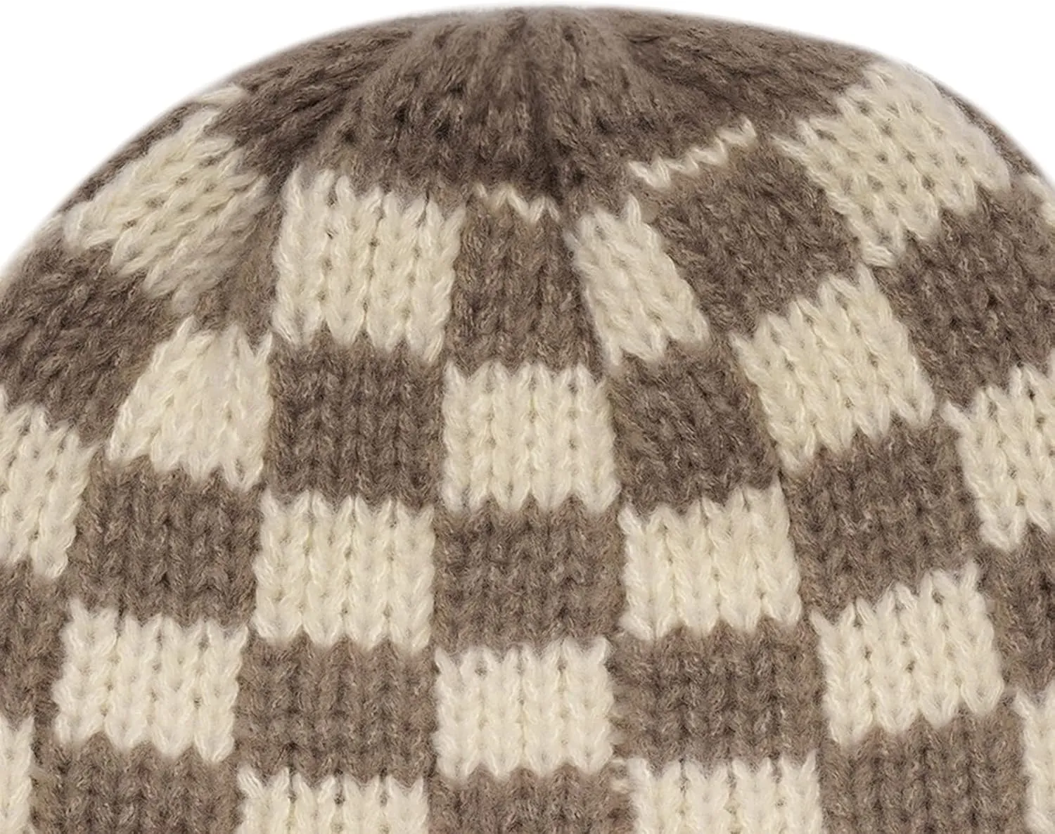 CLAPE Womens Cute Slouchy Beanies Hats, Winter Warm Chunky Checkered Beanie Large Cuff Knitted Hat Ski Cap for Cold Weather