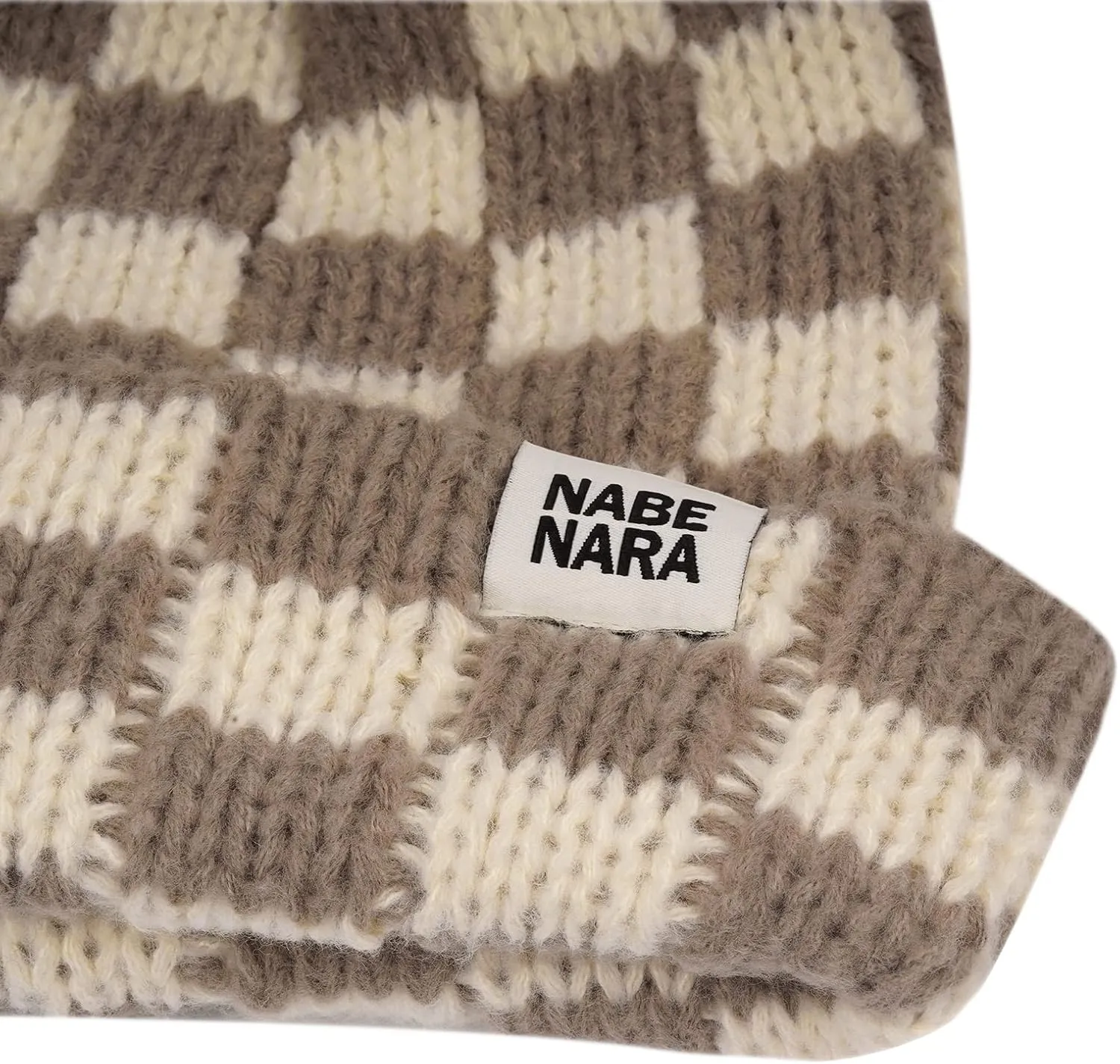 CLAPE Womens Cute Slouchy Beanies Hats, Winter Warm Chunky Checkered Beanie Large Cuff Knitted Hat Ski Cap for Cold Weather