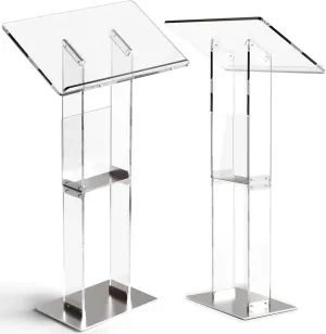 Classic Acrylic Pulpit Podium Stand | Ultra Clear Modern Portable Pulpits for Churches Pastors Modern School Classroom Lecterns | Music Wedding Event Reception