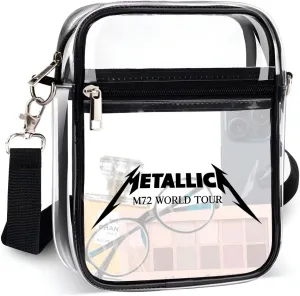 Clear Bag Stadium Approved for Metallica M72 World Tour Concert, Clear Crossbody Purse for Stadium Events Festival Concerts, Black