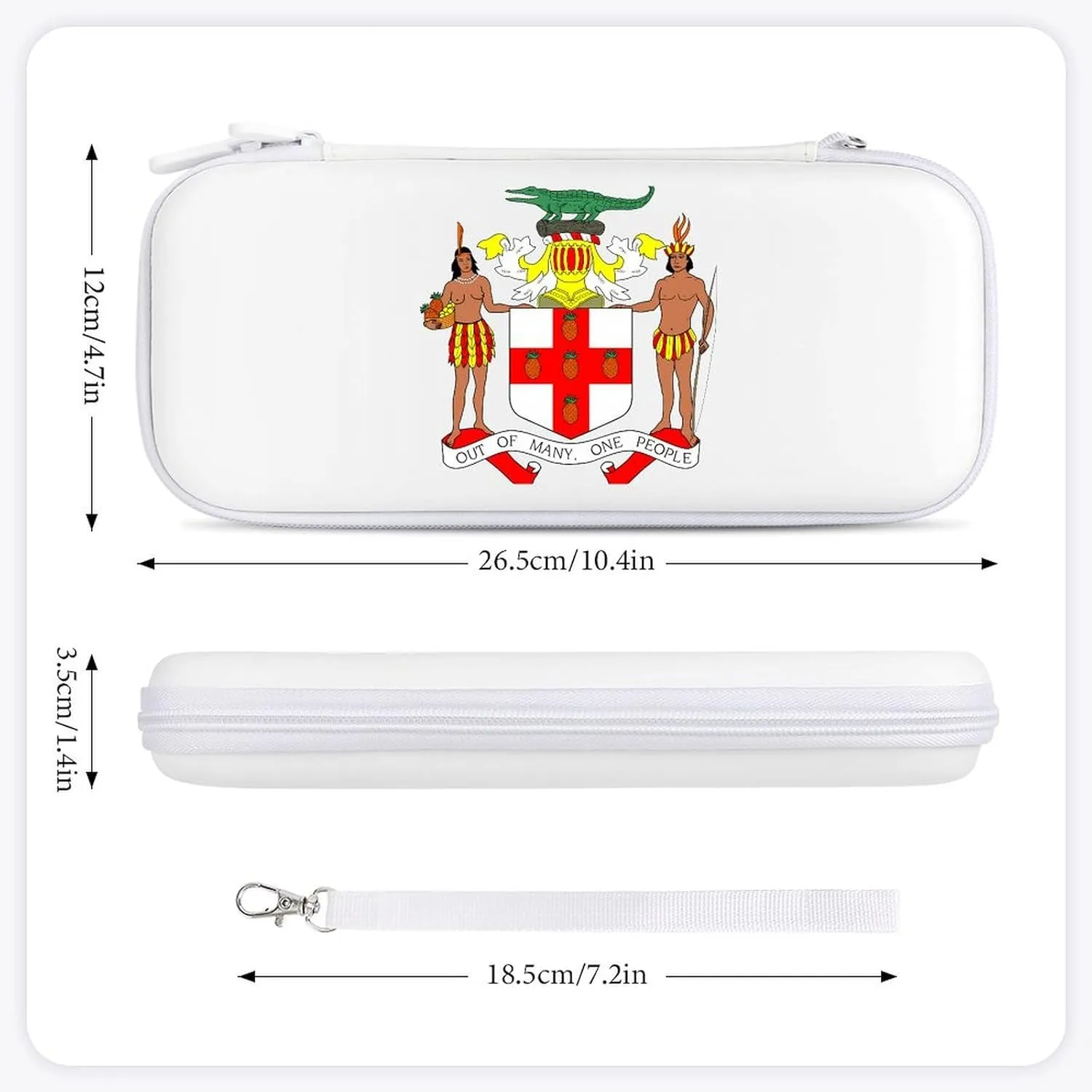 Coat Arms of Jamaica Hard Shell Travel Case with Rope 15 Game Card Pockets Compatible with Switch Protective