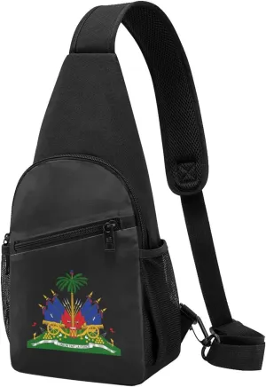 Coat Of Arms Haiti Unisex Chest Bag Lightweight Crossbody Shoulder Bag Travel Pocket