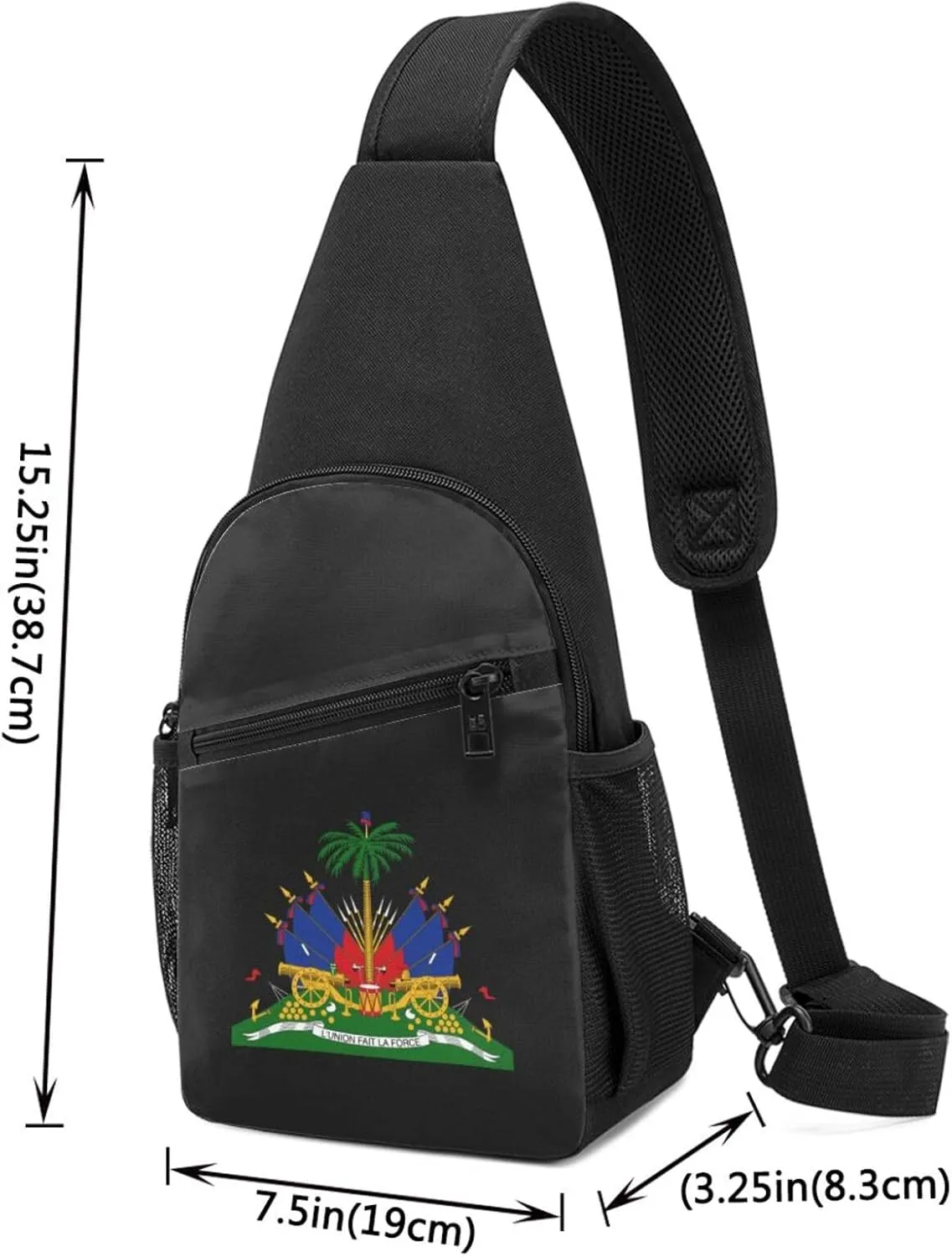 Coat Of Arms Haiti Unisex Chest Bag Lightweight Crossbody Shoulder Bag Travel Pocket