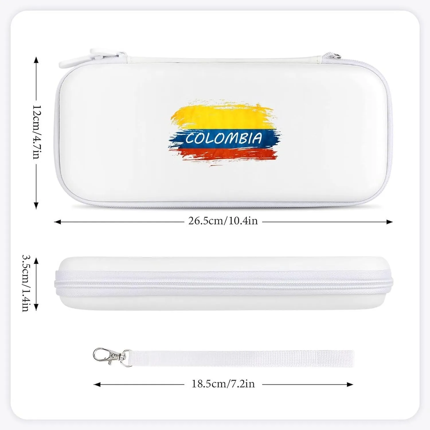 Colombian Flag Hard Shell Travel Case with Rope 15 Game Card Pockets Compatible with Switch Protective