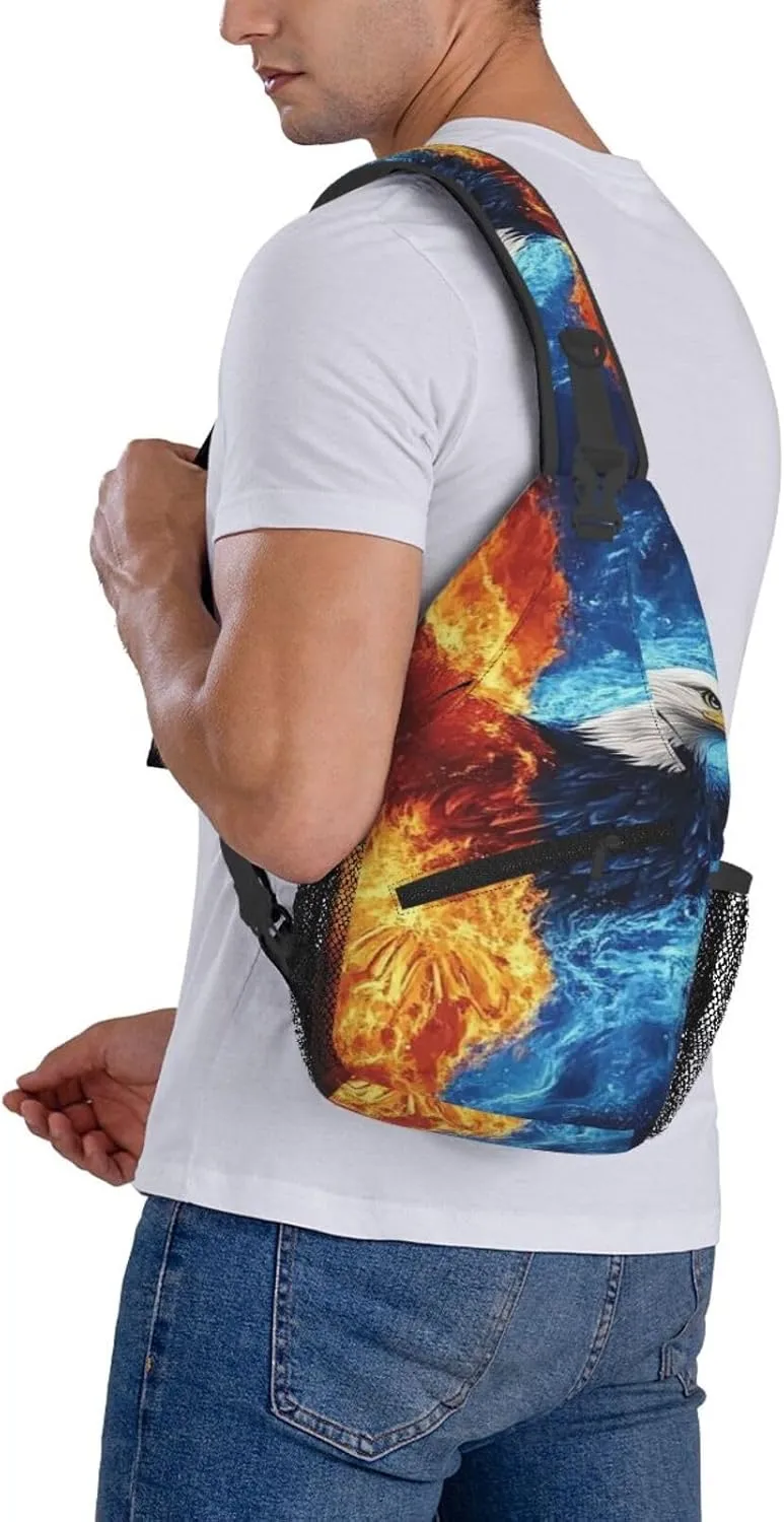 Color Eagle Backpack Travel Hiking Daypack Chest Bags Crossbody Shoulder Bag