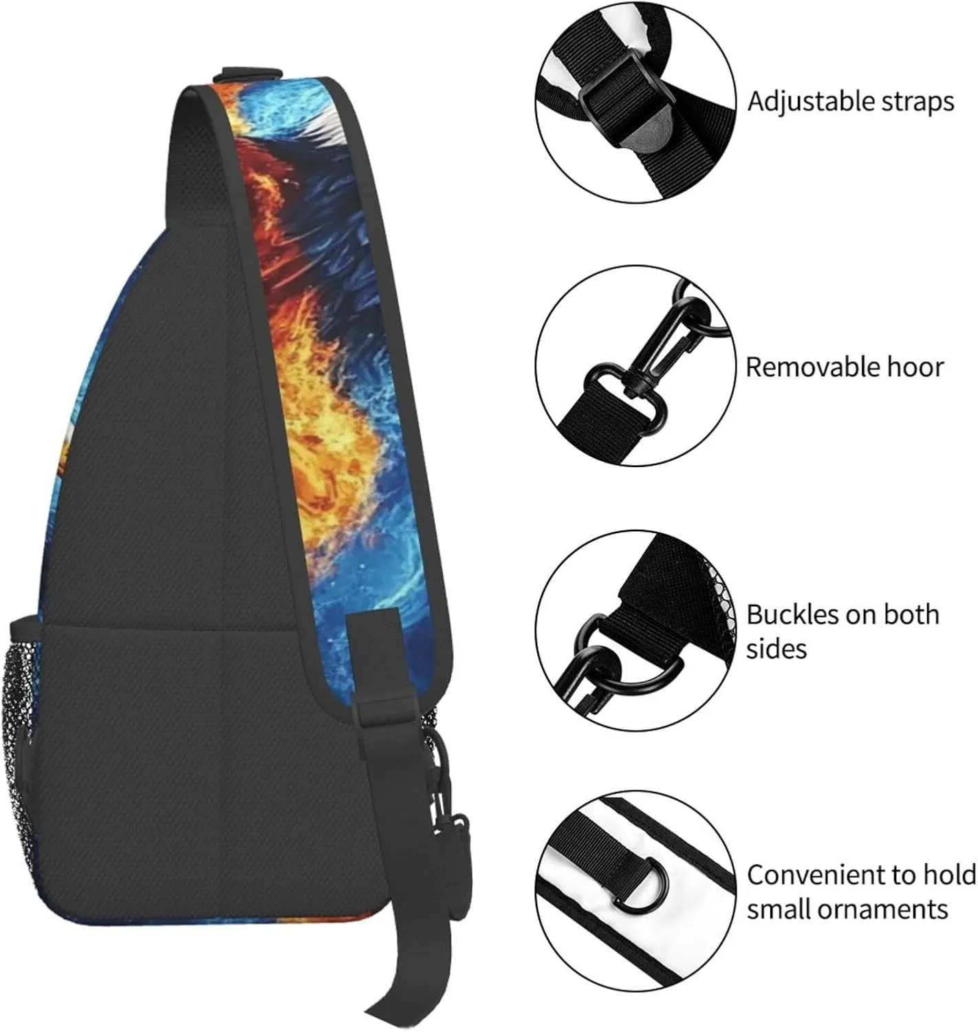 Color Eagle Backpack Travel Hiking Daypack Chest Bags Crossbody Shoulder Bag