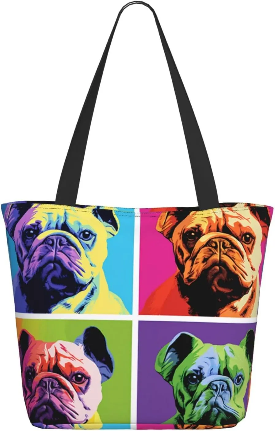 Colored Bulldog Women'S Multi-Faceted Shopping Bag, Lightweight, Large Capacity, Very Suitable For Daily Use