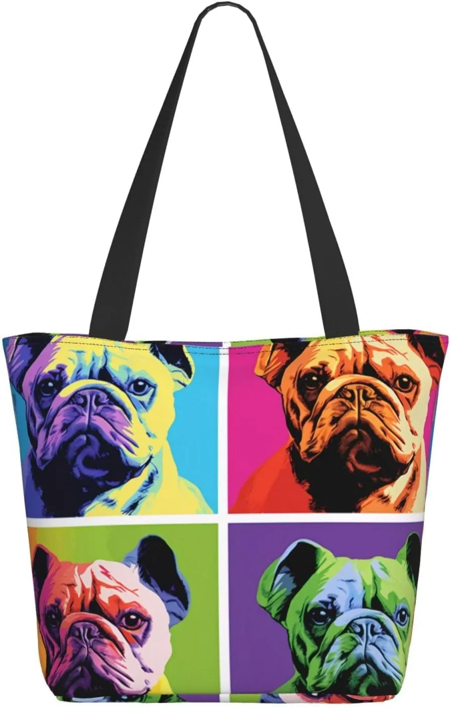 Colored Bulldog Women'S Multi-Faceted Shopping Bag, Lightweight, Large Capacity, Very Suitable For Daily Use