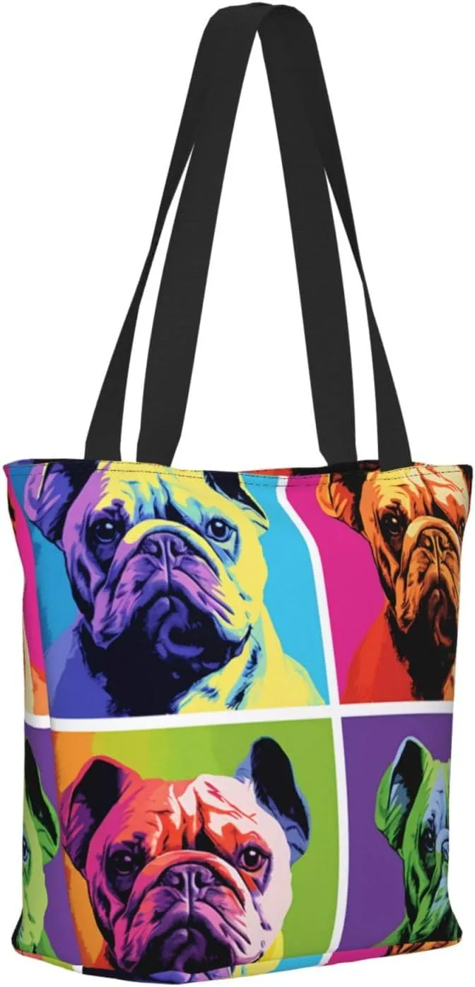 Colored Bulldog Women'S Multi-Faceted Shopping Bag, Lightweight, Large Capacity, Very Suitable For Daily Use
