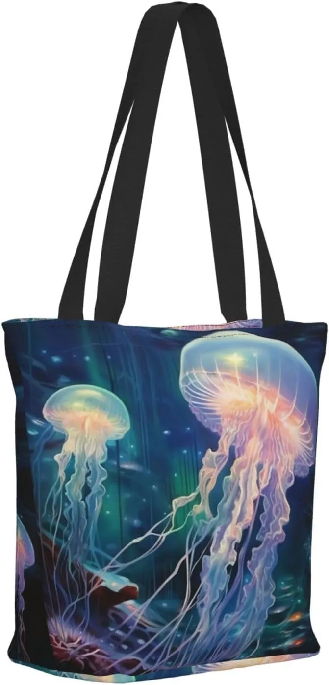 Colorful Jellyfish Women's Multi sided Shopping Bag, lightweight, large capacity, suitable for daily use
