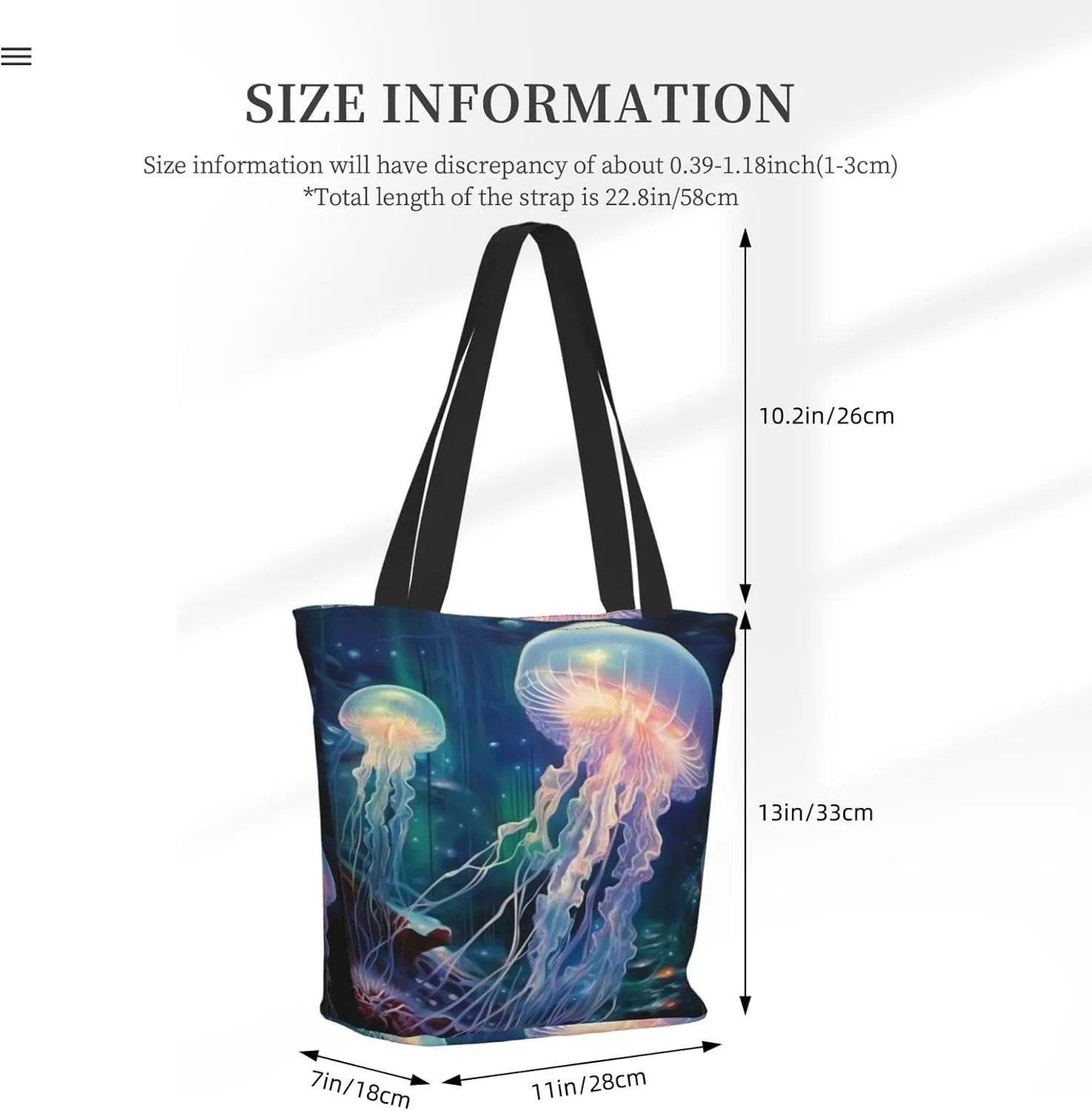 Colorful Jellyfish Women's Multi sided Shopping Bag, lightweight, large capacity, suitable for daily use