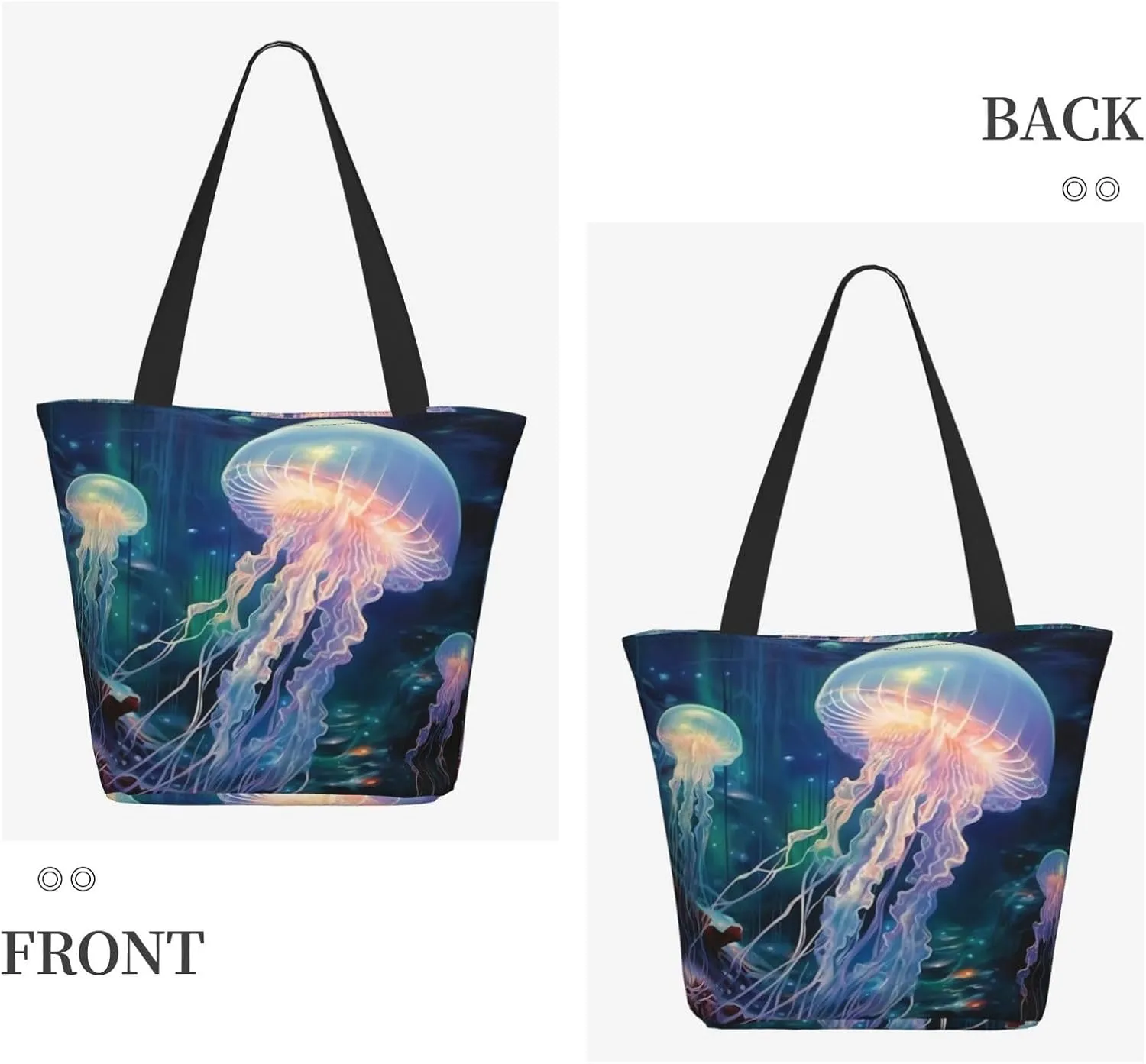Colorful Jellyfish Women's Multi sided Shopping Bag, lightweight, large capacity, suitable for daily use