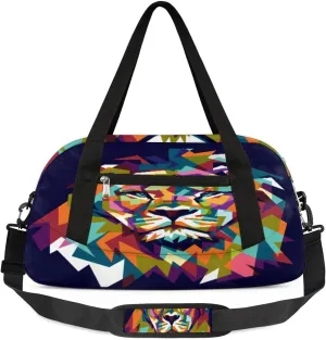 Colorful Lion Duffel Bag for Women Men Travel Bag Small Gym Bag Waterproof Workout Overnight Tote Bag for Sport Dance Weekend Yoga