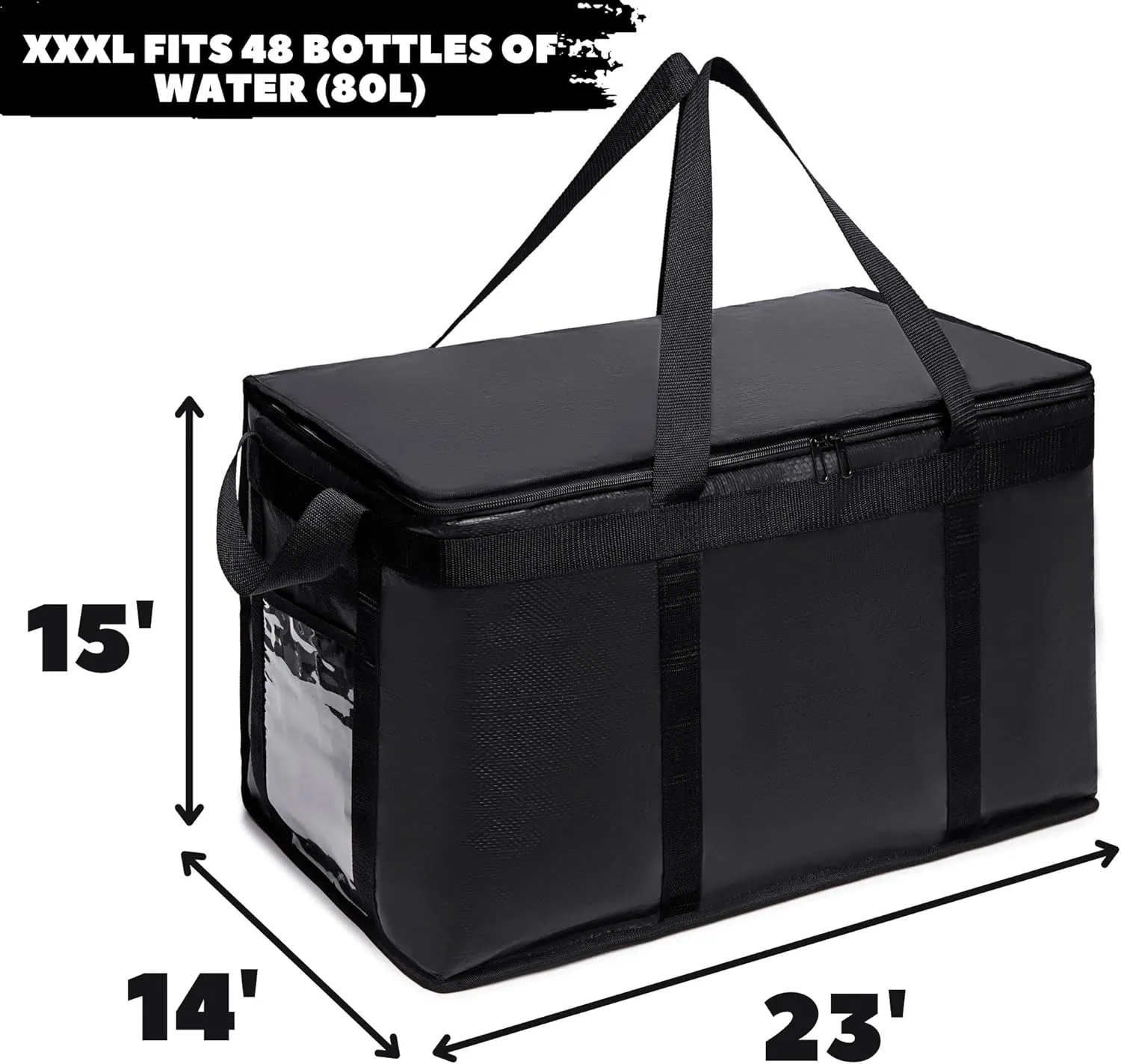 Commercial Lightweight Insulated Delivery Bag Carrier XXXL 23"X14"15" (1 Pack)
