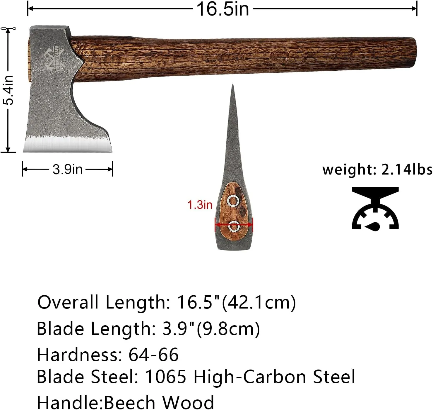 Competition Throwing Axe, 3 Pack 16.5" Throwing Axes with 1065 High Carbon Steel & Wooden Handle, Perfect for Axe Throwing Game, Competition and Recreation, Gift for Men